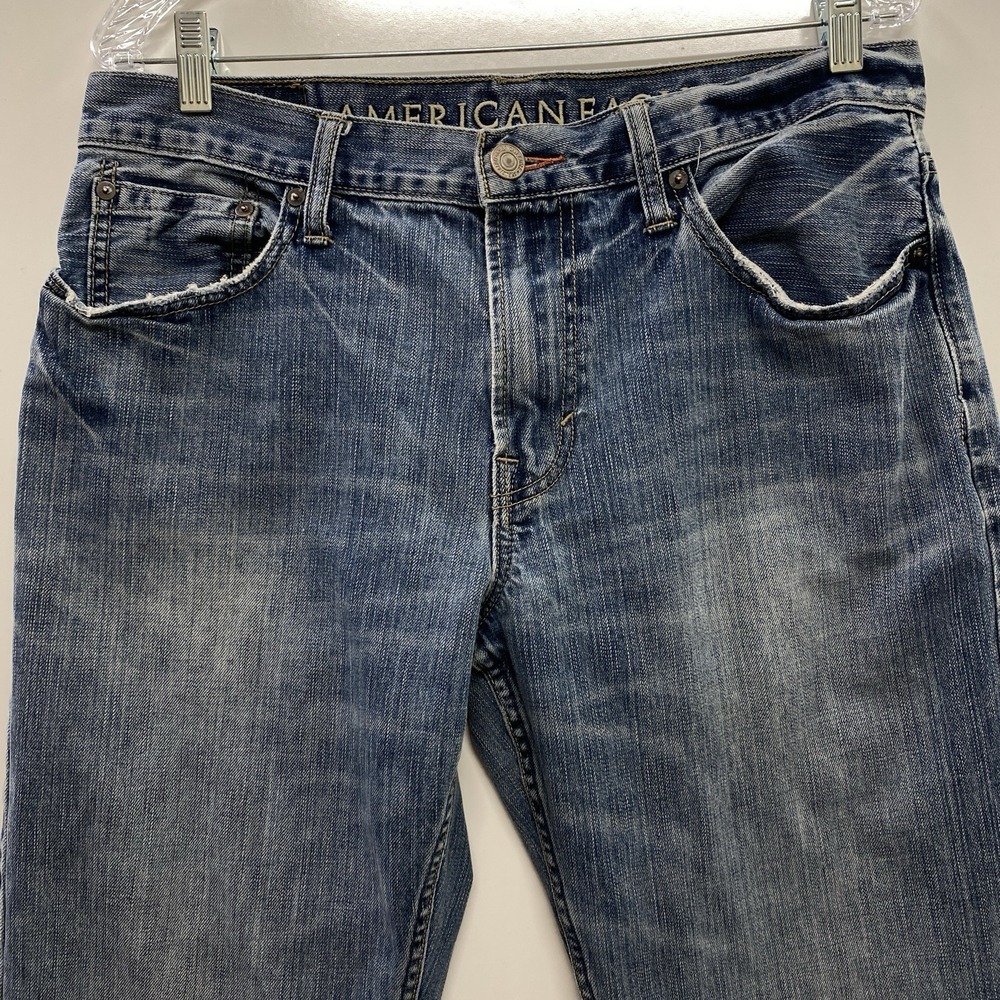 American Eagle Lightly Distressed Blue Denim Men's 33x30 Boot Cut Jeans 43053146 - Picture 5 of 11
